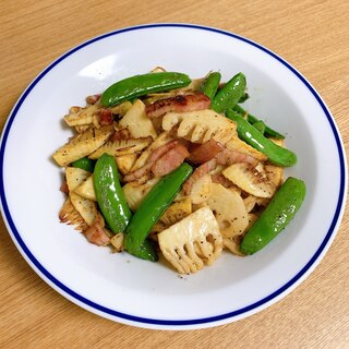 食感◎たけのことスナップエンドウの炒め物